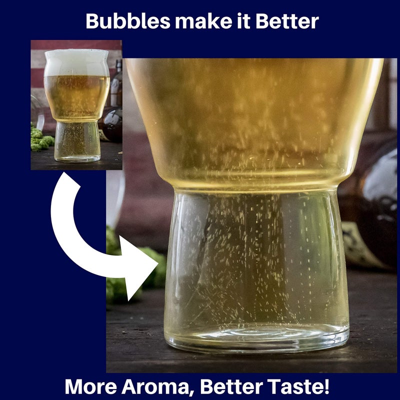 Brewing America كأس البيرة النووي من مافن توب® لأفضل طعم للبيرة الحرفية والسيدر - شكل توليب ونووية لتعزيز الطعم والرائحة لأفضل أنواع الآي بي إيه (مجموعة 4 من مافن توب الشفافة) - Image 4